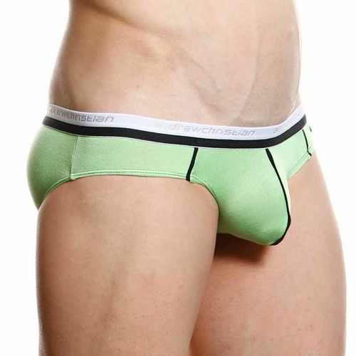 Мужские трусы брифы салатовые Andrew Christian V Slim Holiday Brief Light Green  AC3-M085