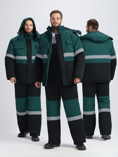 Костюм зимний Профи-Норд (Смесовая, 250) п/к, черный/зеленый