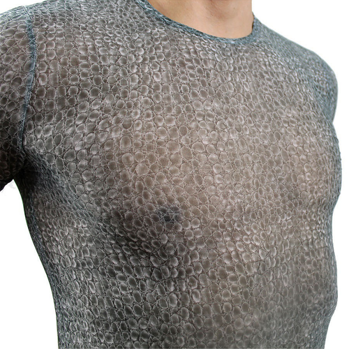 Мужская футболка прозрачная серая с рисунком змеиной чешуи Romeo Rossi Snake Grey RR00505