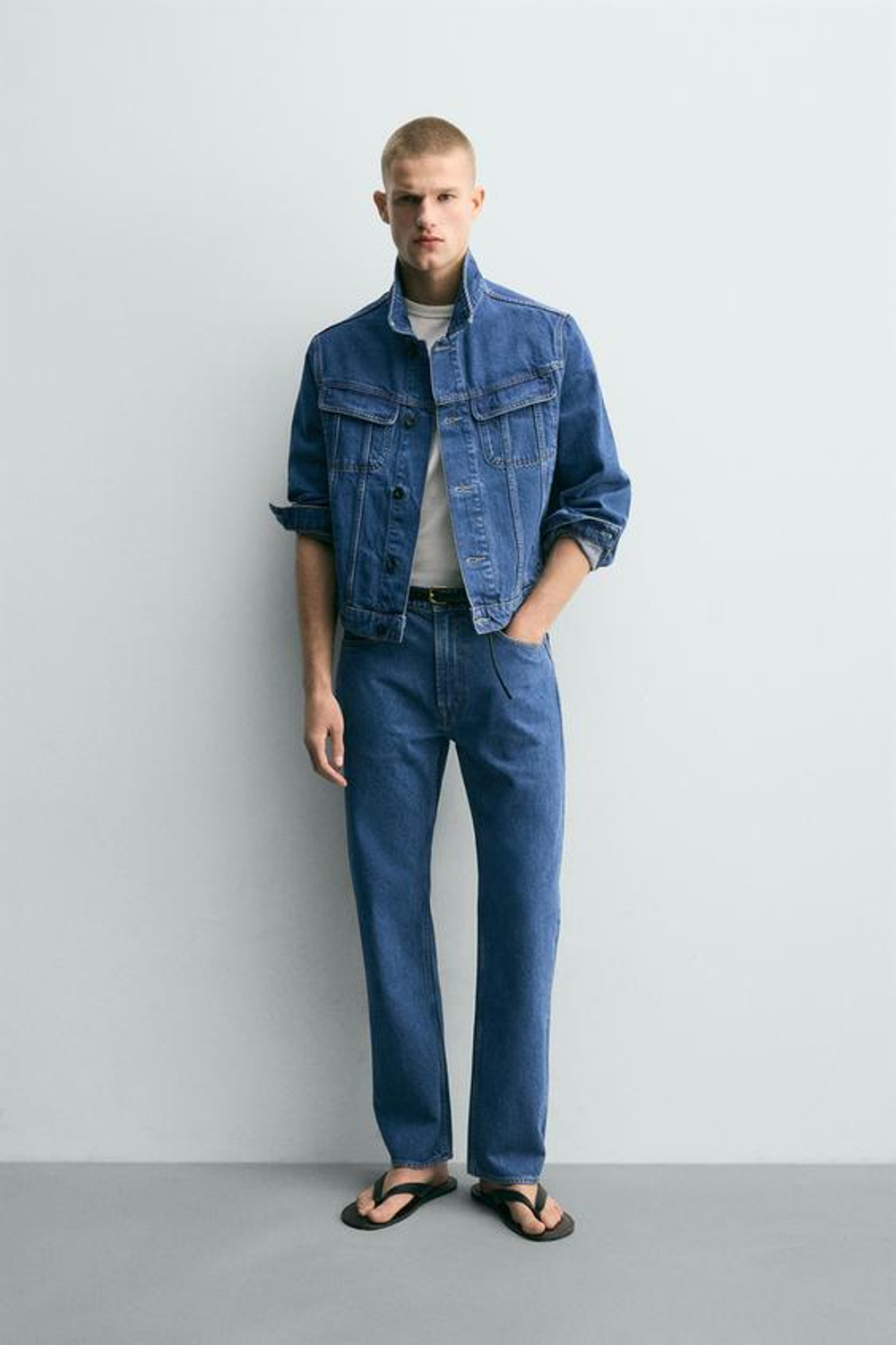 ZARA ДЖИНСЫ STRAIGHT ДЛИНОЙ ДО ЩИКОЛОТКИ, СИНИЙ