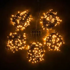 Комплект гирлянды на деревья 100 м., 5 лучей по 20 м, 24V, 1000 желтых LED ламп, черный ПВХ, LTC (KDD1000-11-1Y)