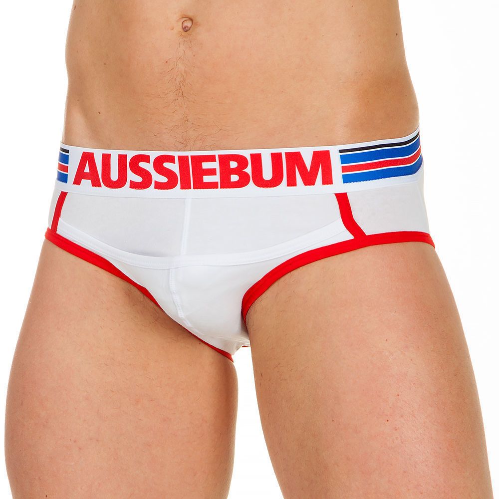 Трусы мужские джоки белые с красной окантовкой AussieBum
