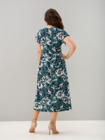Платье П-026/зеленый-цветыабстракция