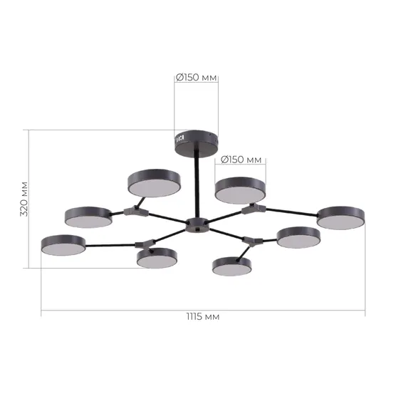 SLE6003-702-08 Светильник потолочный Серый,Черный/Серый LED 8*10W MONTA