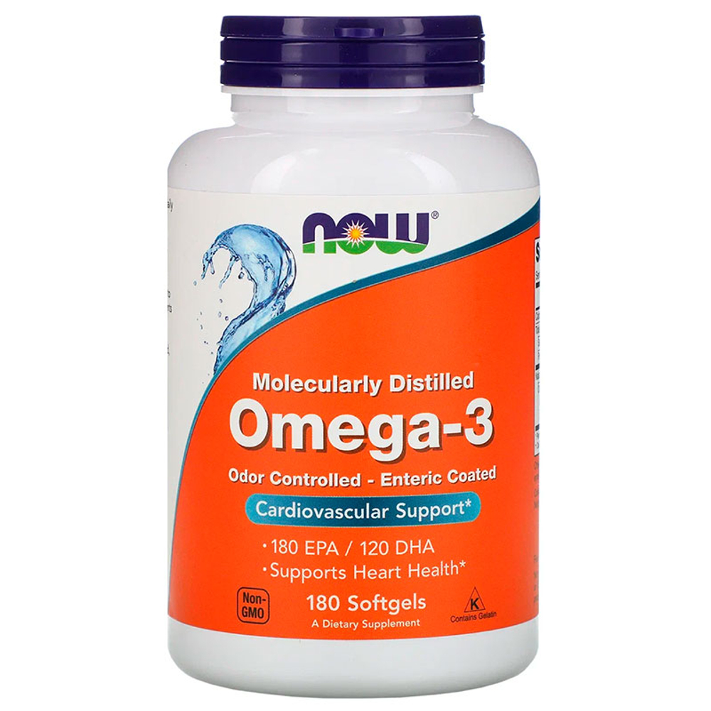 NOW Omega-3 Enteric (180 капс.)