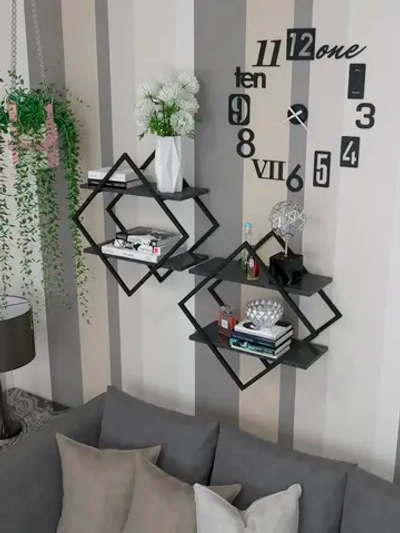 Набор полок ромб настенных черных  - ЧЧ