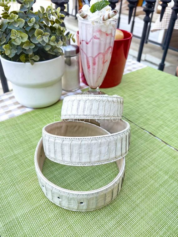 Белый ремень из кожи питона AC-123