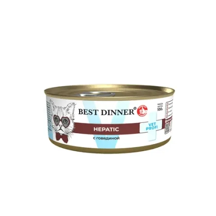 BEST DINNER (Бест Динер) Exclusive Vet Profi Hepatic Консервы для кошек при заболеваниях печени, говядина, 100 г