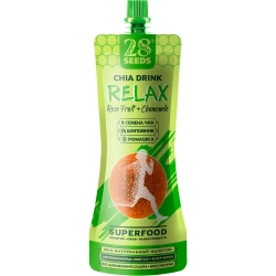 Напиток ЧИА РЕЛАКС «Шиповник + Ромашка» 250 мл 28SEEDS — вид спереди упаковки