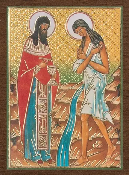 Икона "Зосима и Мария" 4х6 на МДФ-6