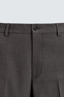 ZARA КОСТЮМНЫЕ БРЮКИ ИЗ РЕЛЬЕФНОЙ ТКАНИ, КОРИЧНЕВЫЙ
