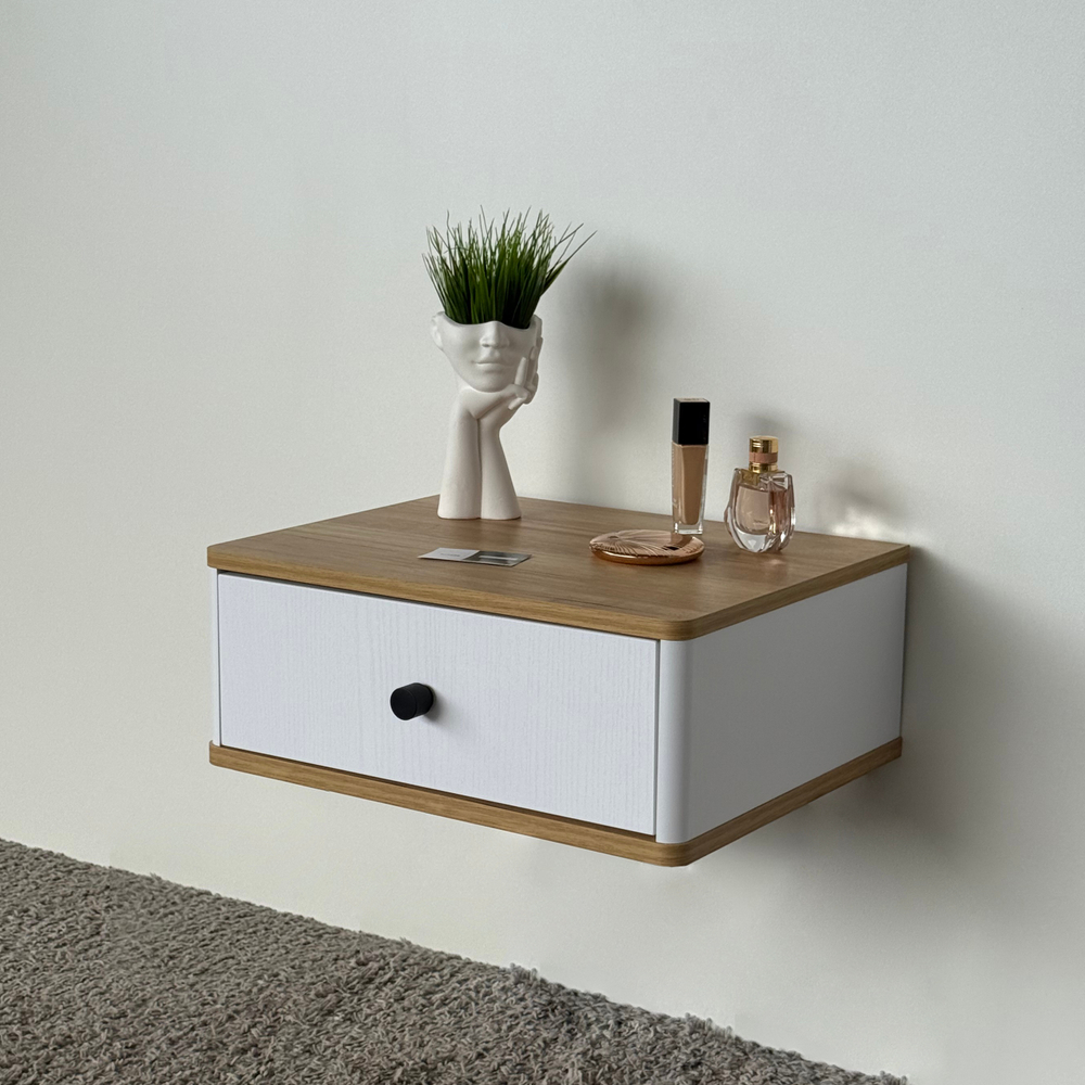 Тумба прикроватная подвесная ROYAL 5300 эко (Дуб Кантри-р.черная)