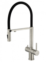 Смеситель для кухни с гибким изливом и подключением фильтра WONZON & WOGHAND, Брашированный никель (WW-88458009-BN)