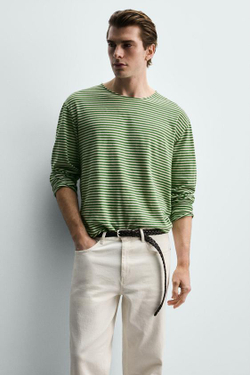 ZARA БРЮКИ STRAIGHT FIT С ЗАНИЖЕННОЙ ТАЛИЕЙ, ЖЕЛТОВАТО-БЕЛЫЙ