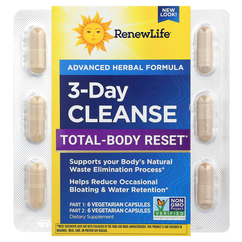 Renew Life, 3-дневное очищение, 12 вегетарианских капсул
