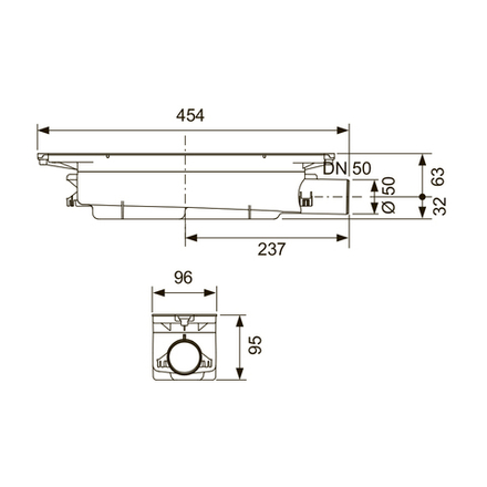Сифон TECEdrainprofile "стандартный" DN50, боковой слив