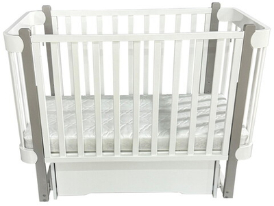 Детская кроватка Кедр Adele поперечный маятник c ящиком белый/серый