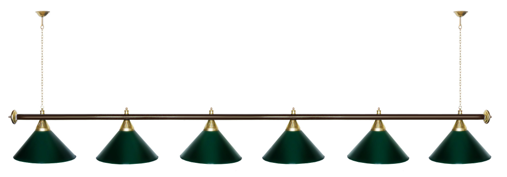 Лампа STARTBILLIARDS 6 пл. (плафоны золотые,штанга золотая,фурнитура золото)