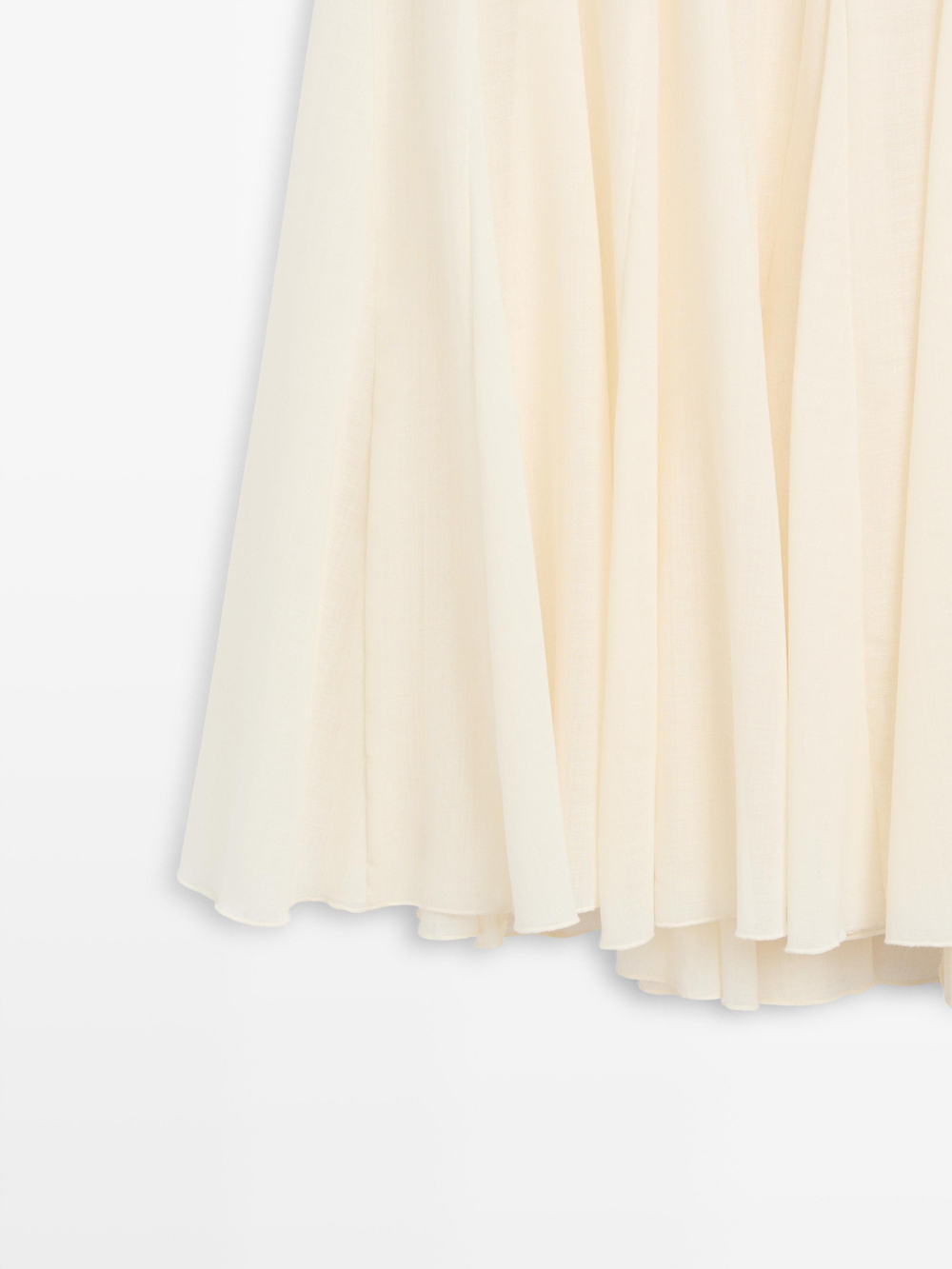 Massimo Dutti Струящаяся юбка-миди с оборками - STUDIO, кремовый