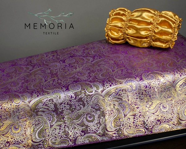 Чехол на гроб "Парча атлас" крышка вгладь, фиолет-золото