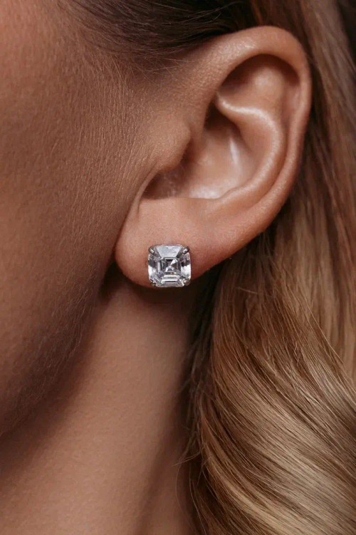 Серьги - пусеты с квадратным фианитом