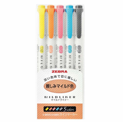 Zebra Mildliner WKT7-5C-HC - купить пастельные маркеры-текстовыделители