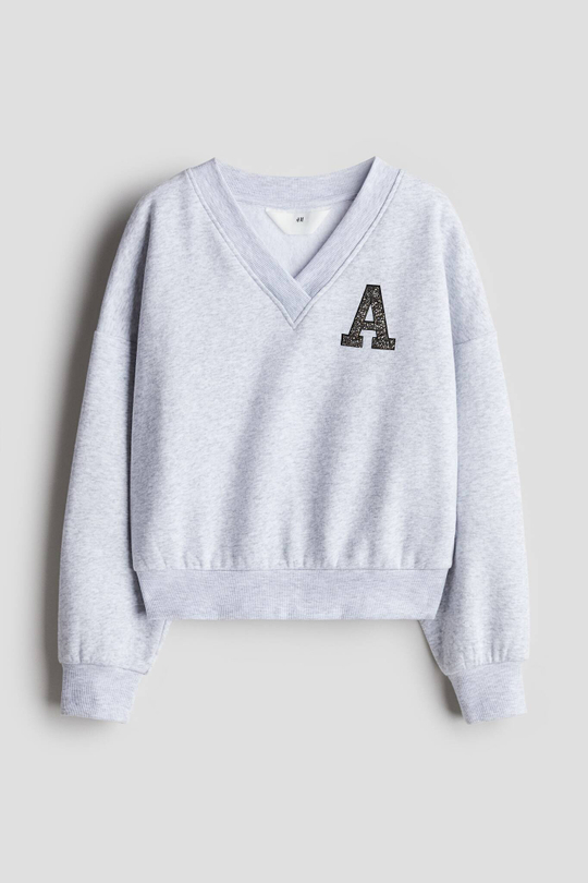 H&M Толстовка с V-образным вырезом, светло-серый