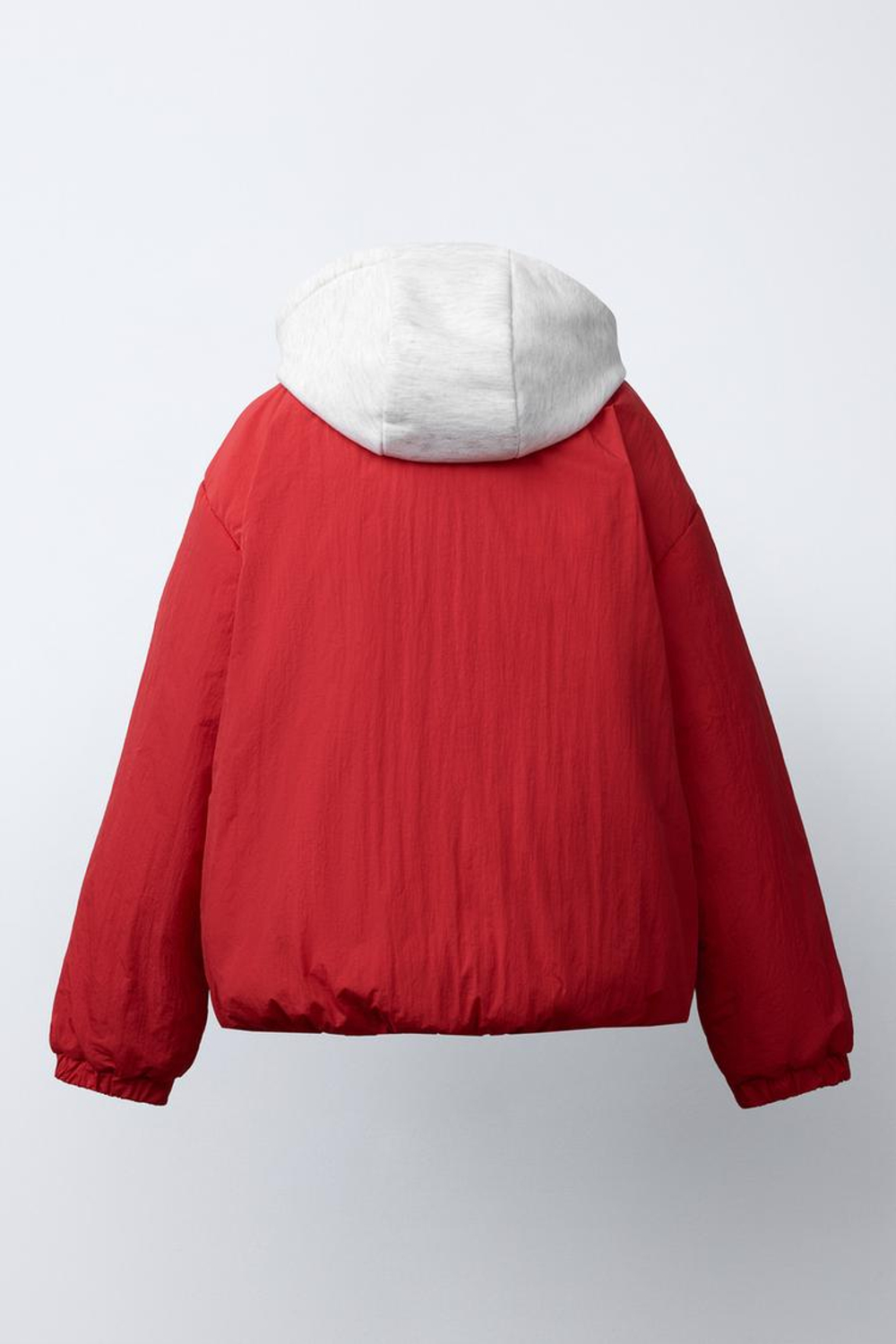 ZARA СТЕГАНАЯ КУРТКА С КАПЮШОНОМ, КРАСНЫЙ