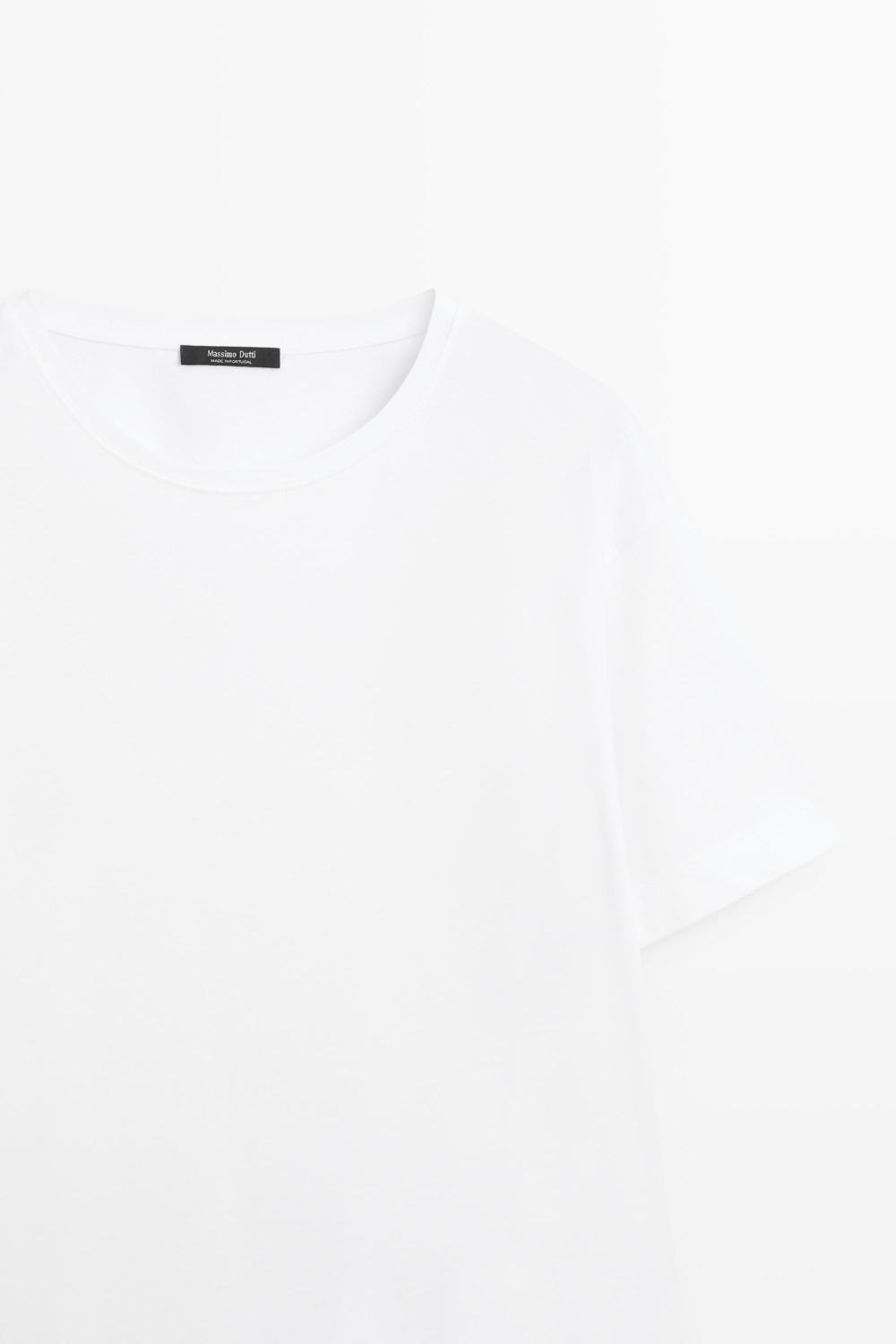 Massimo Dutti Футболка с коротким рукавом из 100% хлопка, белый
