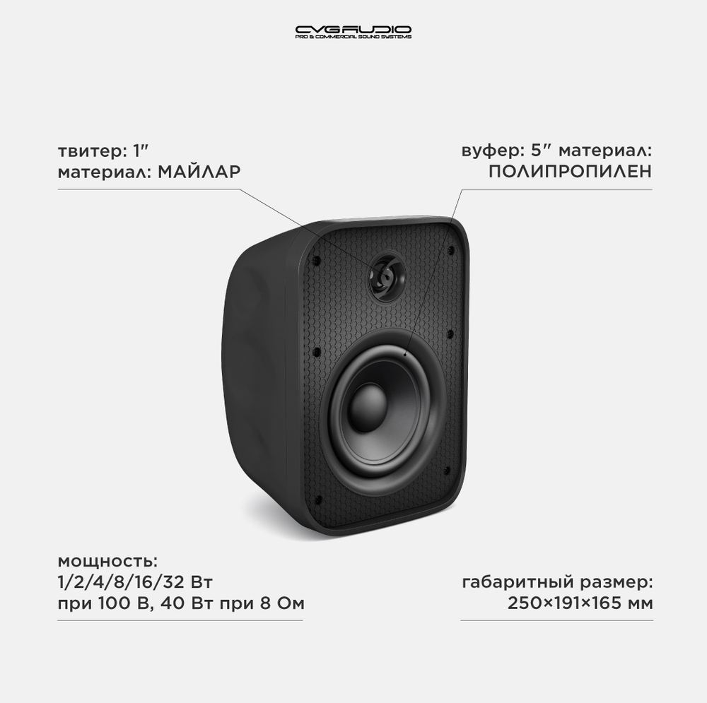 CVGAUDIO OSR508TBL Двухполосная настенная акустическая система 8ohm/100V