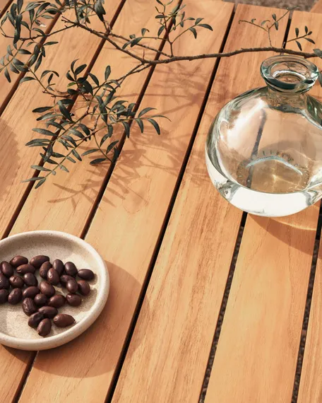 Bona Уличный стол из алюминия в черной отделке и тикового дерева 200 x 100 см