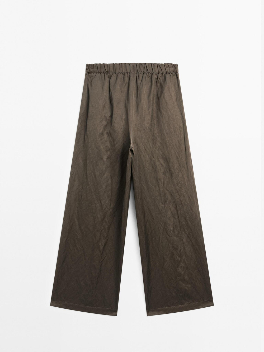 Massimo Dutti Брюки из сатина с жатым эффектом, шоколадный
