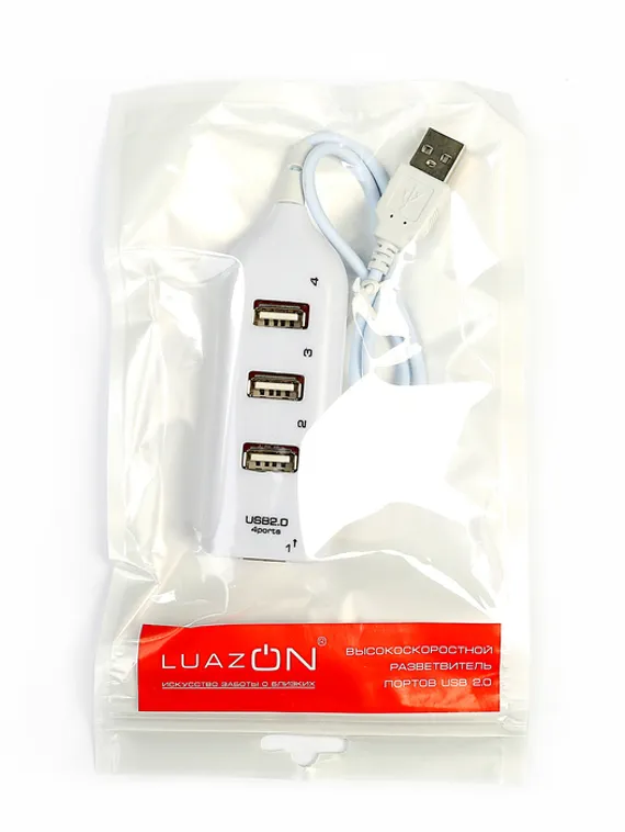 USB-разветвитель (HUB) LuazON HGH-63009, на 4 порта, МИКС