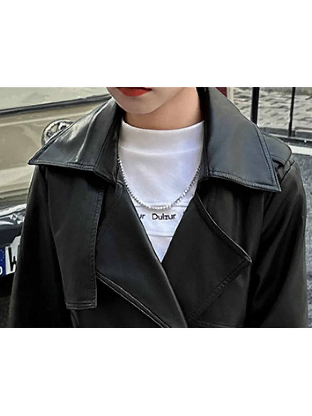 Тренч кожаный плащ