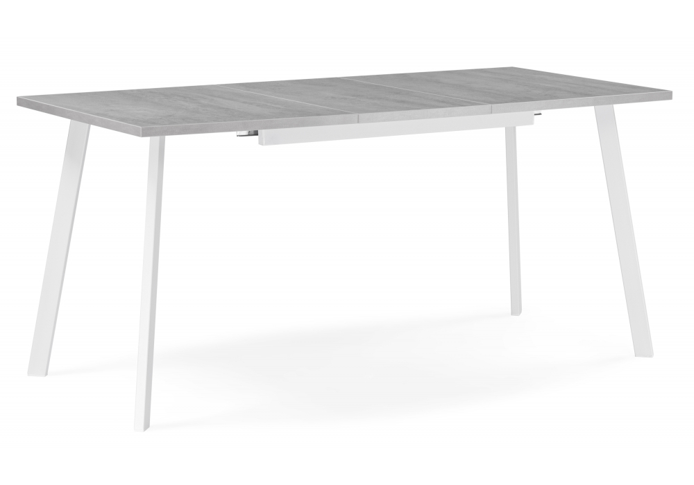 Стол деревянный Woodville Колон Лофт 120(160)х75 бетон светлый, белый матовый, ножки белые