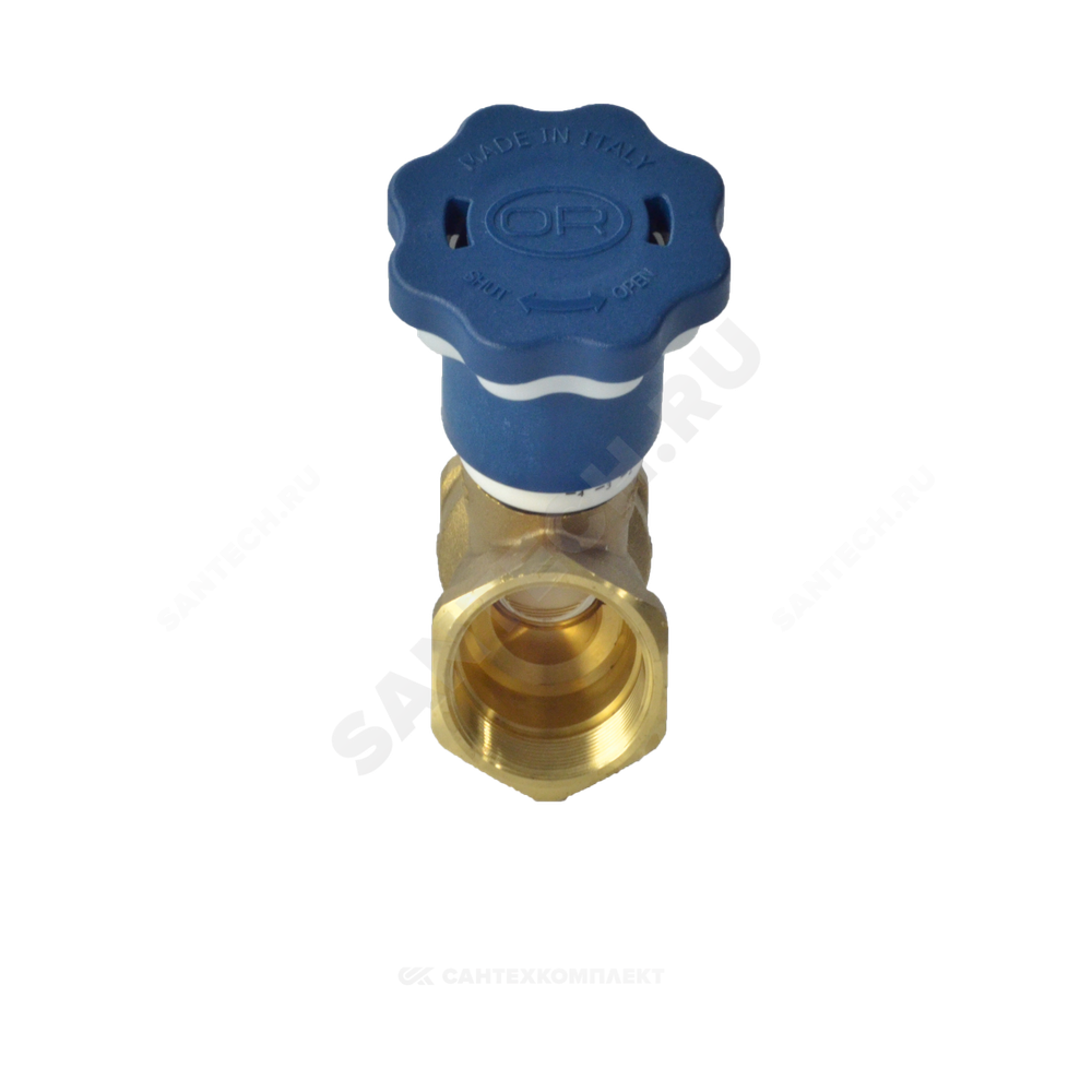 Клапан балансировочный ручной латунь Ду 15 G1/2" Ру25 Тмакс=110 оС ВР Kvs=2.5м3/ч с измерительными ниппелями OR 0621.015
