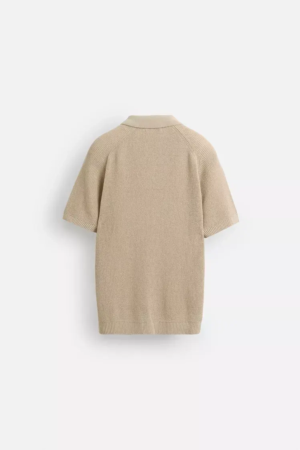 ZARA ПОЛО ИЗ РЕЛЬЕФНОГО ТРИКОТАЖА, БЕЖЕВЫЙ