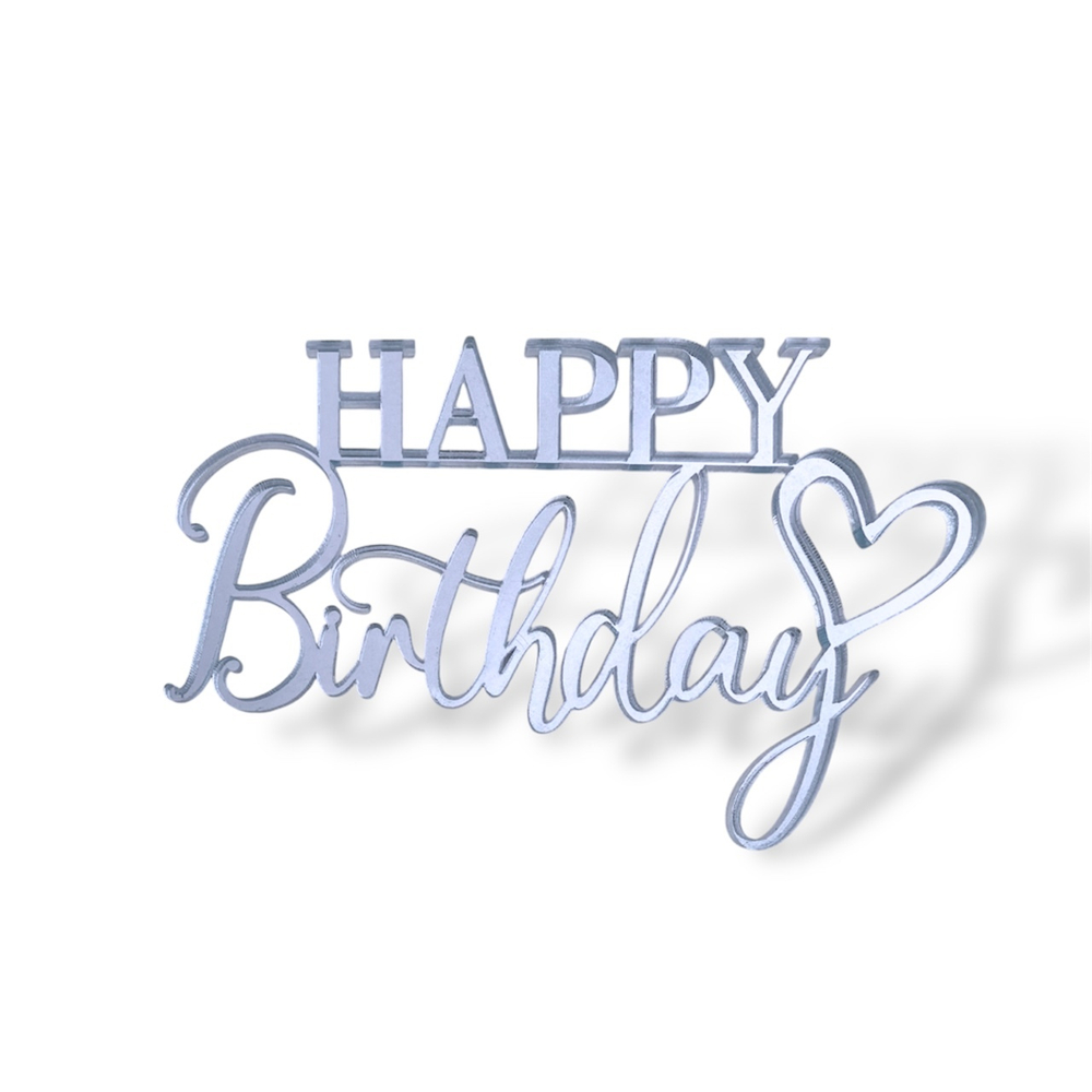 Топпер Торец "Happy Birthday" с сердечком акрил, 10см