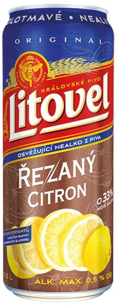 Пиво Литовел Резаний Цитрон Неалко / Litovel Rezany Citron Nealko 0.5 - банка