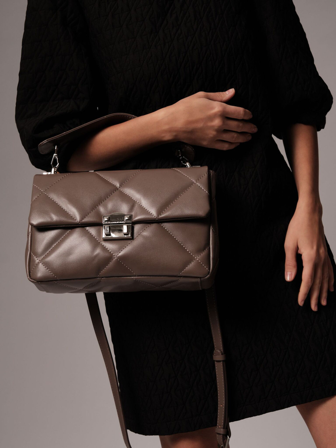 Сумка кожаная на плечо тауп