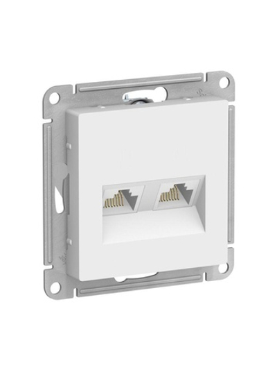 Розетка компьютерная 2-м AtlasDesign RJ45+RJ45 кат.5E механизм лотос SE ATN001385