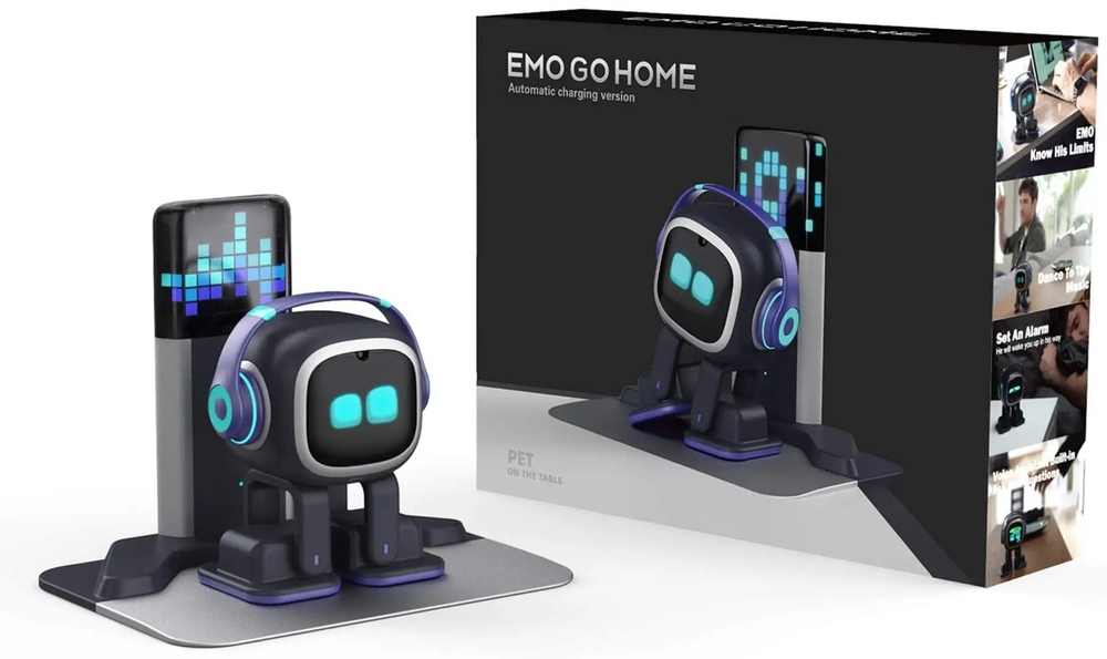 Робот EMO AI Desktop Pet с зарядной станцией (черный)