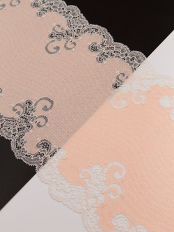 Эластичное кружево светло-персиковое с шампанью ширина 18 см