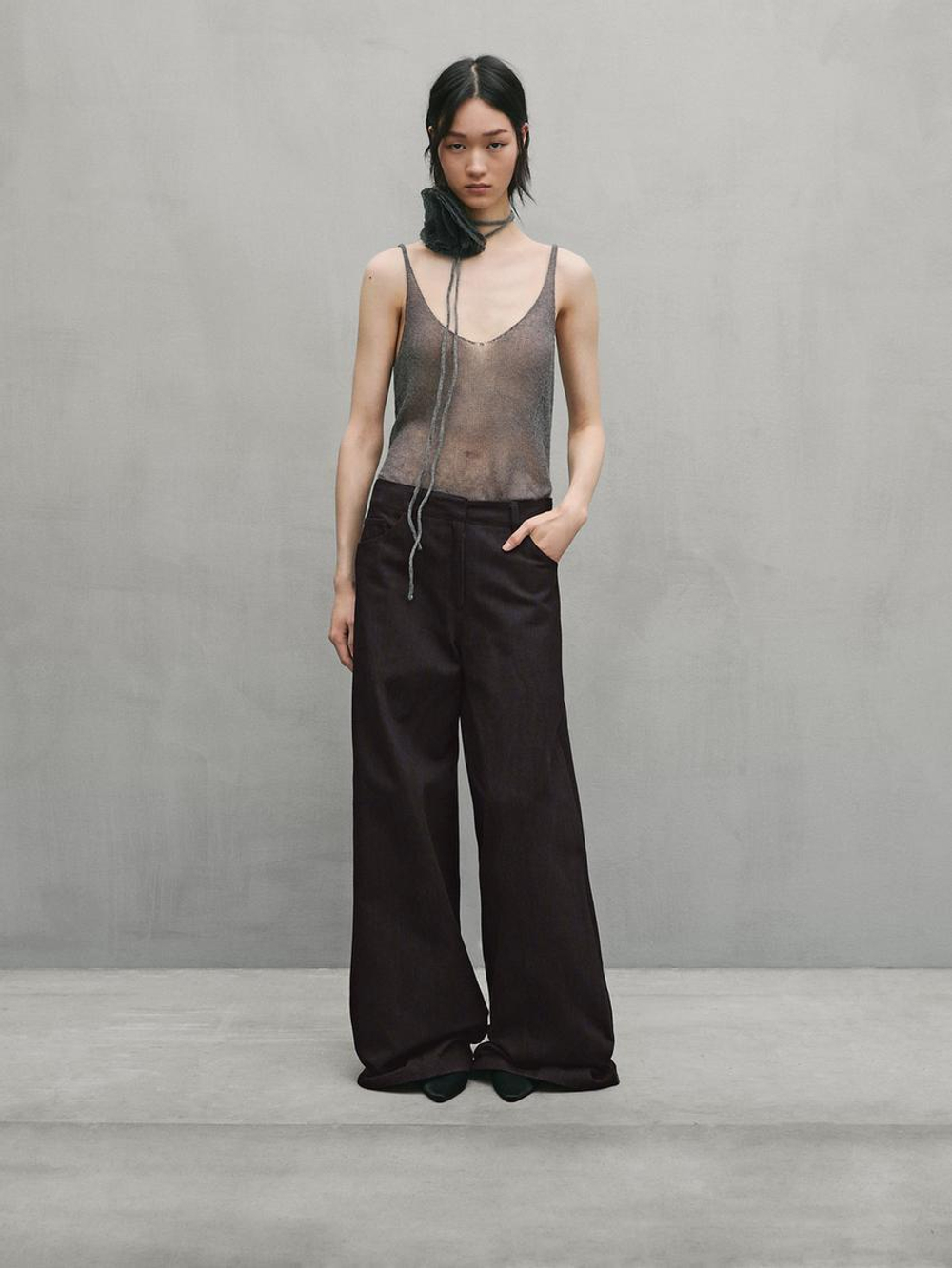 Massimo Dutti Джинсы широкого кроя, коричневый