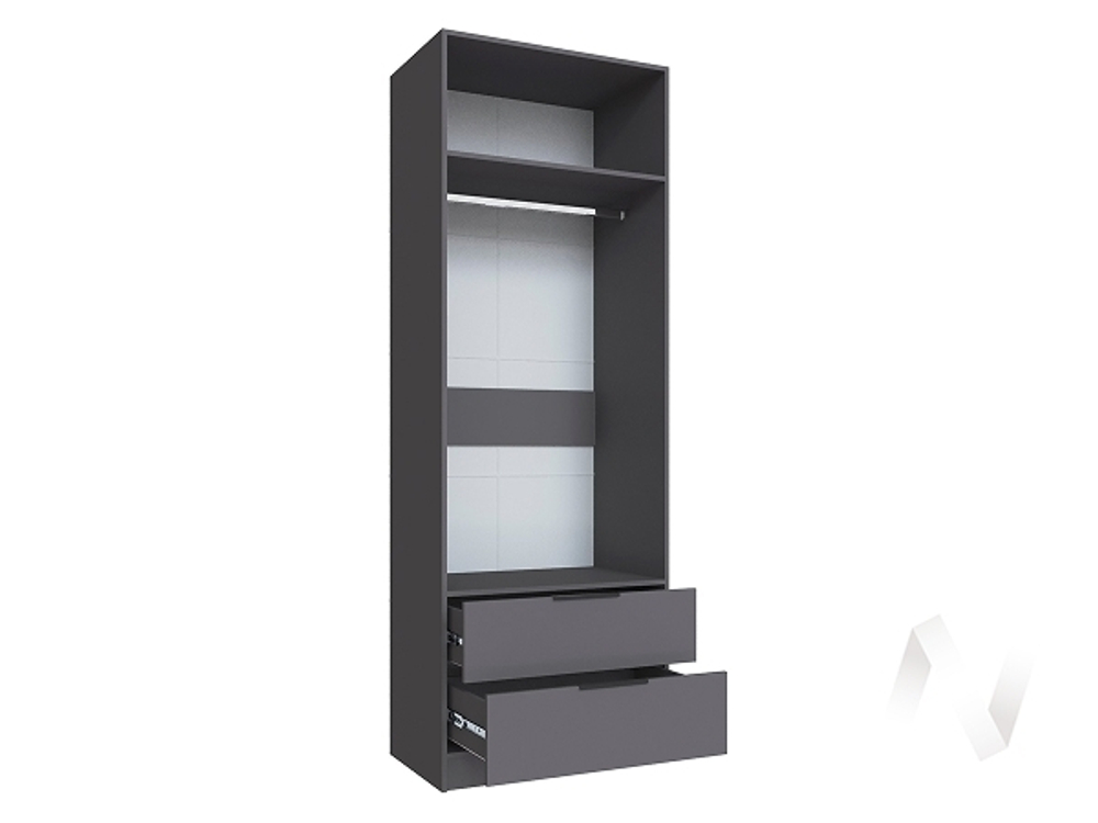 Шкаф Мадрид 0;8 с 2 ящ. с зеркалом (графит серый)