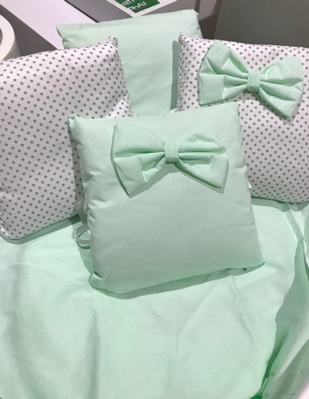 Комплект в кроватку 17 предметов "Звездочка зеленый", сатин