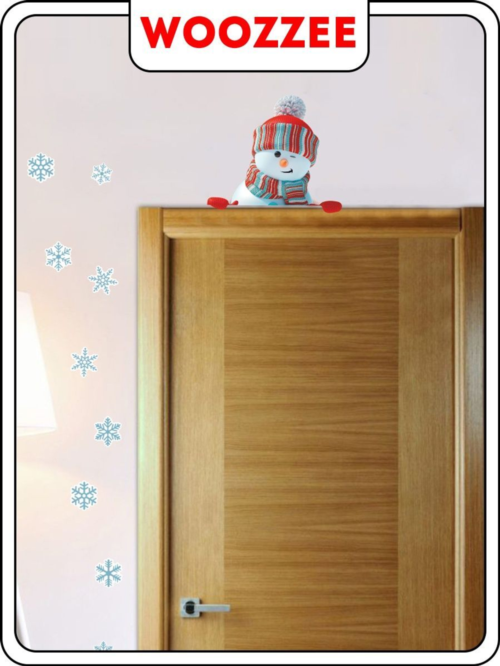 Наклейки-стикеры "Выглядывающий снеговик 2"