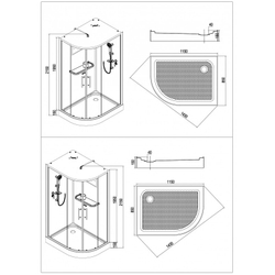 Душевая кабина Esbano (Эсбано) EST-115CR R, с низким поддоном, 115х85х210