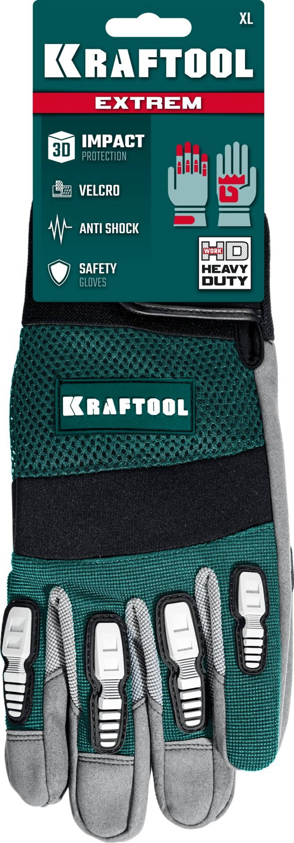 KRAFTOOL Extrem, XL (10), профессиональные комбинированные перчатки, антивибрационные, противоударные (11287-XL)