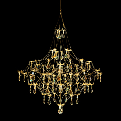 Подвесная люстра светодиодная с пультом и хрустальными подвесками Swarovski MyFar Allegria MR2641-66P-50SL